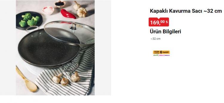 <p>Bonera Kapaklı Balık Tavası 139 TL</p>

<p>Benante Standlı 4'lü Tabaklı Kupa Seti 299 TL</p>

<p>Chef's Pro Tek Fiyat Çelik Ürünler 125 TL</p>

<p>Dikdörtgen Saklama Kabı 1400 cc 27,50 TL</p>
