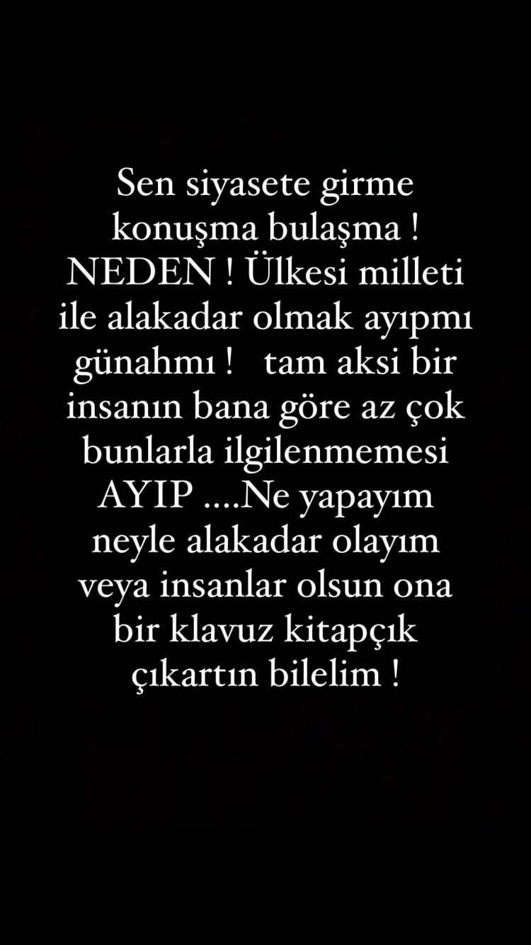 <p><span style="color:#008080"><strong>"Sen siyasete girme, konuşma, bulaşma! NEDEN? &Uuml;lkesi, milleti ile alakadar olmak ayıp mı g&uuml;nah mı? Tam aksi; bir insanın bana g&ouml;re az-&ccedil;ok bunlarla ilgilenmemesi AYIP! Ne yapayım ne ile alakadar olayım?"&nbsp;</strong></span><a href="https://www.yasemin.com/"><span style="color:#FFFFFF"><strong>(Yasemin.com)</strong></span></a></p>

