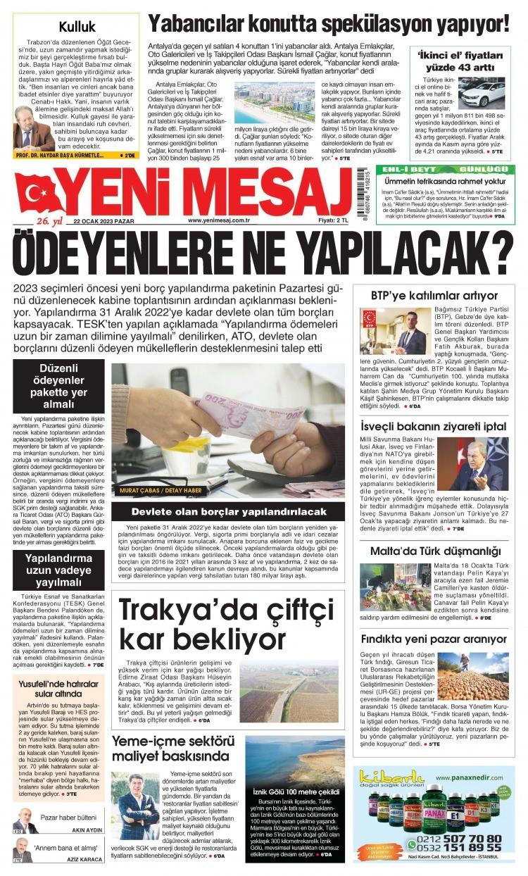 <p><strong>YENİ MESAJ GAZETESİ</strong></p>
