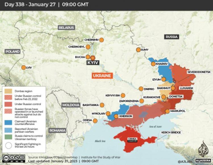 <p>Rusya'nın Ukrayna'yı işgal girişimi için geçen yıl 24 Şubat'ta başlattığı savaş 338. gününe girerken Ukrayna'yı destekleyen Batı cephesi ve Rusya'dan son dakika haberleri gelmeye devam ediyor.</p> 