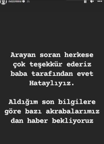 <p><span style="color:#000000"><strong>Baba tarafından Hataylı olduğunu dile getiren ünlü şarkıcı "Bazı akrabalarımızdan haber bekliyoruz" ifadelerini kullandı.</strong></span></p>
