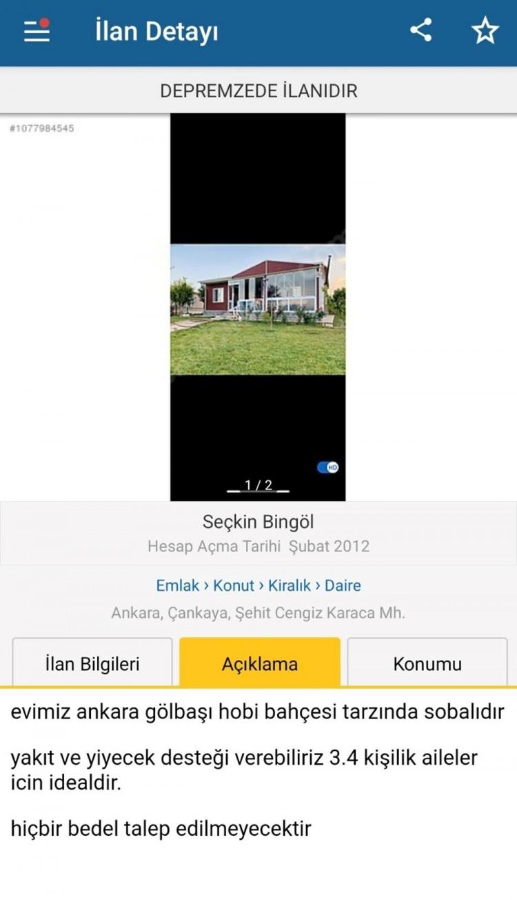 <p>Ayrıca, birçok ilanda eşya, yakacak gibi destekler verilebileceği de belirtiliyor. Bazı ev sahipleri, daha önce 'Kiralık' olarak yayında olan ilanlarını, deprem nedeniyle depremzedelere ücretsiz vermek için kiralık durumunu askıya aldıklarını da belirtiyor.</p>
