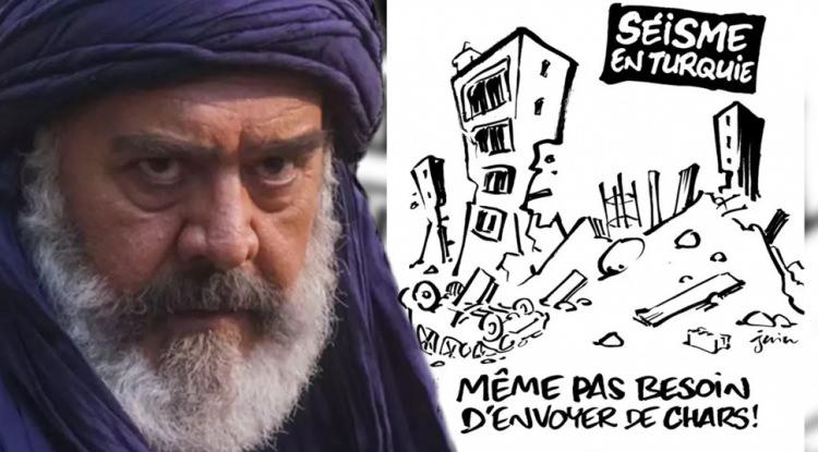<p><span style="color:#FF0000"><strong>Daha önce Müslümanların inançlarına hakaret eden karikatürler yayınlayan Fransız Charlie Hebdo dergisi, Türkiye'nin 10 ilinde yürekleri parçalayan depremlerle alay etti. Yıkık binaların yer aldığı bir karikatürü yayınlayan derginin "Tank yollamaya bile gerek yok" notuna tepkiler çığ gibi büyürken ünlü isimler de sessizliğini bozdu.</strong></span></p>
