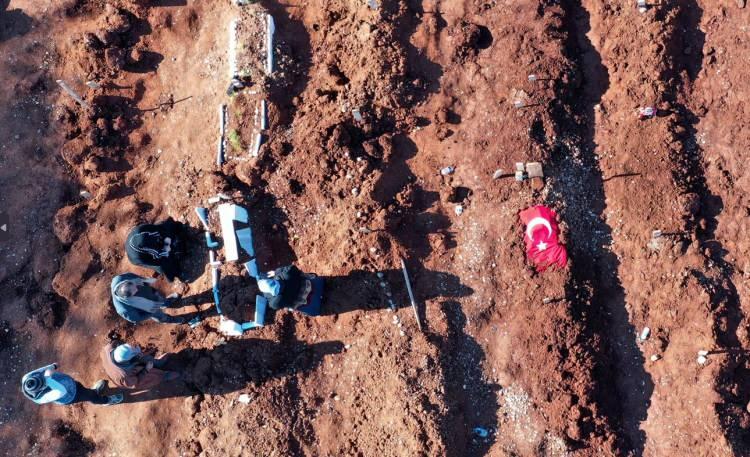 <p>Kahramanmaraş'ın Pazarcık ve Elbistan ilçeleri merkezli depremlerde hayatını kaybedenler için kentte mezar yeri hazırlanıyor.</p>
