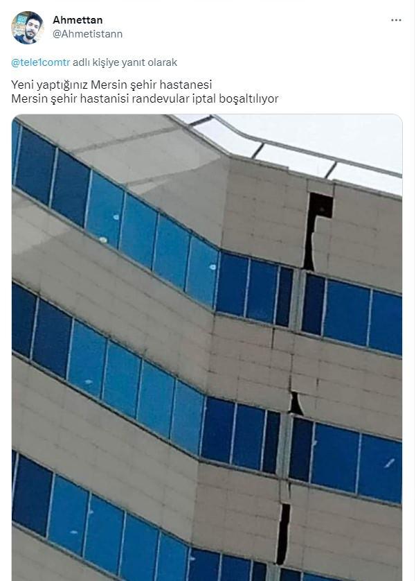 <p>Ancak ortada böyle bir gelişme yoktu. Deprem nedeniyle Mersin Şehir Hastanesi'nde ufak tefek hasarlar oluştuğu, tedavi işlemlerinin devam ettiği kamuoyuna aktarıldı.</p>
