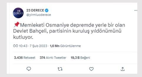<p>Daha sonra silinecek olan bu gönderi milyonlarca kişiye ulaştı. Saatler içerisinde on binler, MHP'ye yöneltilmiş asılsız ithama maruz kaldı. Fakat Bahçeli, işin gerçek yüzünü açıklayarak sosyal medyada yayılan yalanı çürütecekti.</p>
