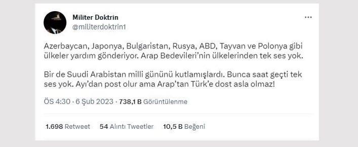 <p>Bazı sosyal medya hesaplarında &ldquo;Arap &uuml;lkelerinden &uuml;lkemize deprem yardımı g&ouml;nderilmedi&rdquo; şeklinde bir iddia ortaya atıldı.</p>
