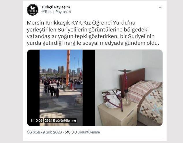 <p>Bazı sosyal medya hesaplarından Mersin&rsquo;de KYK yurdunda kalan Suriyelilerin olumsuz g&ouml;r&uuml;nt&uuml;lere sebebiyet verdiği iddiası yayıldı.</p>
