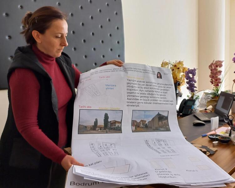 <p>Aynı zamanda konut ve ticari yaşamın bir arada olduğunu ve bu işlevini yitirmemesi gerektiği sonucuna vardım. Alanımdaki en büyük problem ise yüksek katlı binaların çevre dokuları önemsemeden inşa etmeleriydi" notuna da yer verdi.</p>
