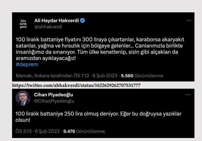 <p><strong>Deprem sonrası Uşak’ta 100 liralık battaniye 250 lira oldu.</strong></p>

<p><strong>GERÇEK</strong> Uşak Valiliği, şehirde üretilen battaniyelerin fiyatları içerdikleri materyallere göre<br />
100 TL ile 350 TL arasında değişiklik gösterdiğini açıkladı. Ticaret İl Müdürlüğü, deprem öncesi ve sonrasında herhangi bir fiyat tutarsızlığı tespit etmedi. </p>
