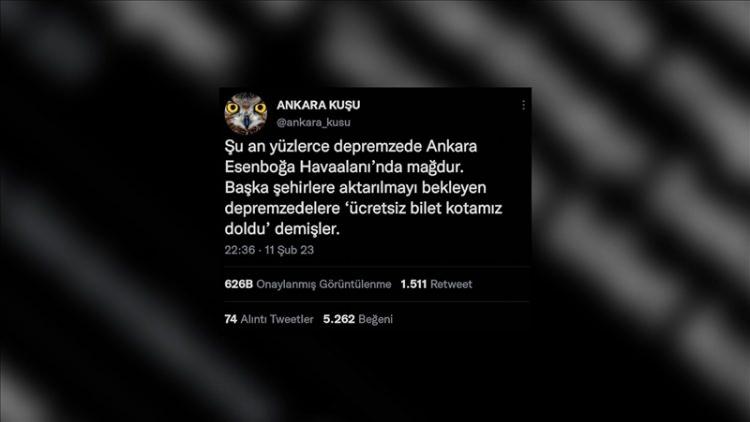 <p><strong>Y&uuml;zlerce afetzede Ankara Esenboğa Havaalanı&rsquo;nda bekletiliyor.</strong></p>

<p><strong>GER&Ccedil;EK</strong>&nbsp;T&uuml;rk Havayolları yetkilisi depremzedelerin deprem b&ouml;lgesinden tahliye edilmesi i&ccedil;in uygulanan &uuml;cretsiz u&ccedil;uşlarda herhangi bir kota olmadığı bilgisini verdi. Şu an i&ccedil;in belirlenen tarihe kadar depremzedeler belirlenen illerden direkt u&ccedil;uşları &uuml;cretsiz olarak kullanabildikleri de aktardı.&nbsp;</p>
