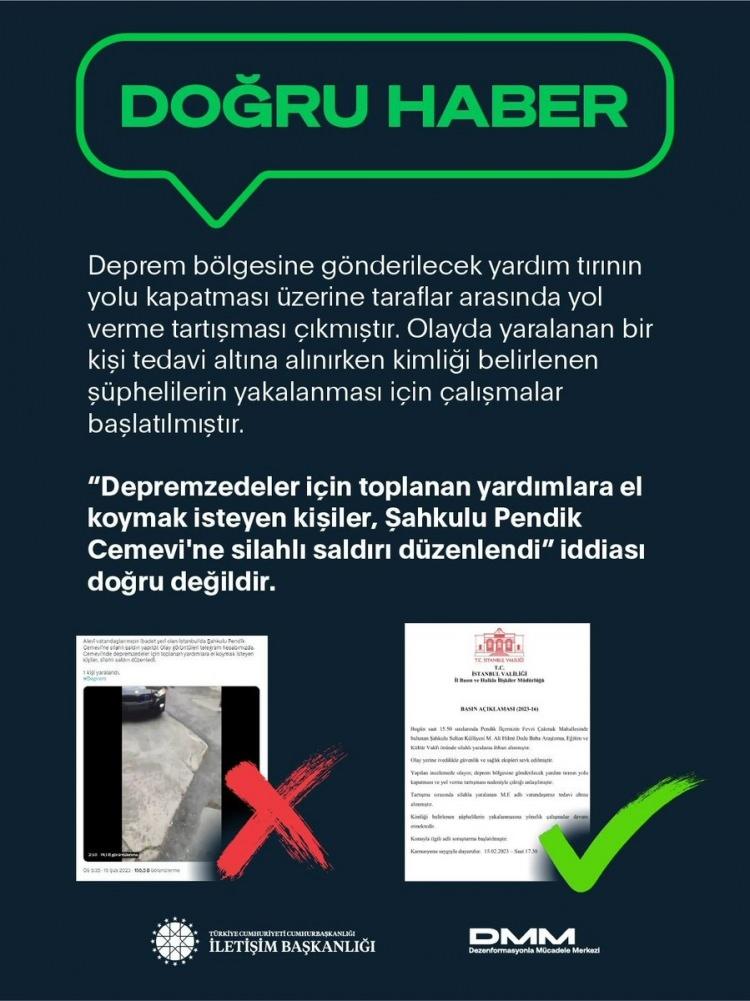 <p><strong>Toplanan yardımlara el koymak isteyen kişiler cemevine silahlı saldırı d&uuml;zenledi.</strong></p>

<p><strong>GER&Ccedil;EK "</strong>Şahkulu Pendik Cemeevi'ne silahlı saldırı d&uuml;zenlendi" iddiası doğru değildir.</p>
