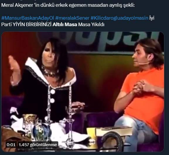 <p>Meral Akşener, Kemal Kılıçdaroğlu'nun adaylığını kabul etmedi.</p>

<p>İyi Parti Genel Başkanı Meral Akşener, adaylarının Ekrem İmamoğlu veya Mansur Yavaş olacağını söyleyerek masayı dağıttı.</p>
