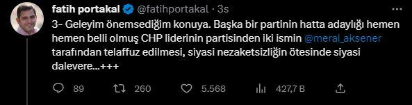 <p><strong>FATİH PORTAKAL</strong></p>

<p>"Geleyim önemsediğim konuya. Başka bir partinin hatta adaylığı hemen hemen belli olmuş CHP liderinin partisinden iki isim Meral Akşener tarafından telaffuz edilmesi, siyasi nezaketsizliğin ötesinde siyasi dalavere..."</p>
