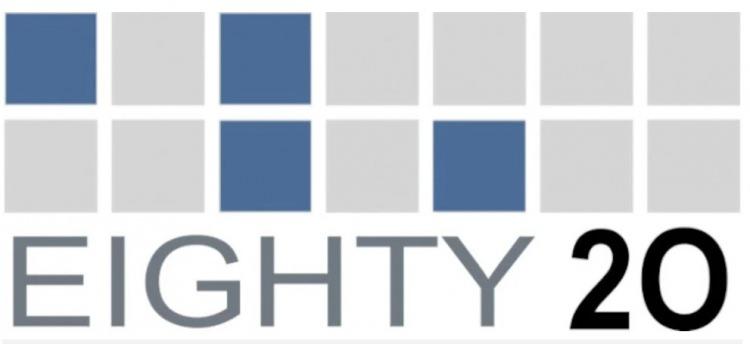 <p>Eighty20: Data analiz şirketinin logosu, "1" ve "0"lardan oluşan binary sayı sistemini temsil ediyor. </p>
<p> </p>
<p>Mavi kareler sistemdeki "1"leri temsil ederken, gri kareler ise "0"ları temsil ediyor. </p>
<p> </p>
<p>Üst satırdaki "1010000" Eighty'yi oluştururken, alt satır da "0010100" 20'yi ifade ediyor. Böylece şirketin ismi Eighty20 binary sistemi ile ifade ediliyor.</p>