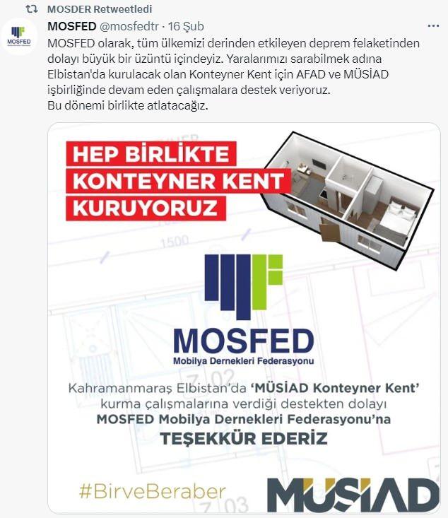 <p>- Mobilya Sanayicileri Federasyonu (MOSFED)</p>

<p>- T&uuml;rkiye Mobilya Sanayicileri Derneği (MOSDER)</p>
