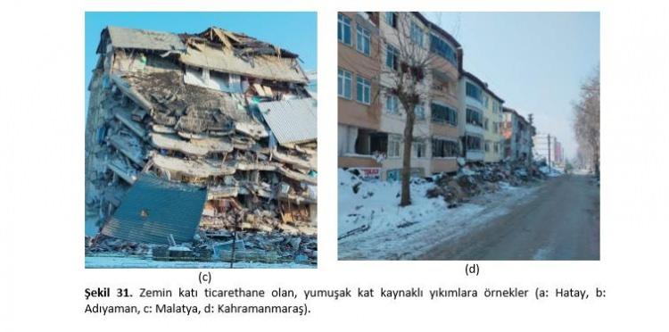<p>Yapılan incelemelerde, beton için kullanılan agrega granülometrisinin uygun ölçülerde olmadığı, dere kenarından ya da denizden doğrudan alınıp kullanılan düz yüzeyli çakılların kullanıldığı, betonun sulanmadığı için yandığı, gevrek kırılmaların çokça yaşandığı tespit edilmiştir. Taşıyıcı sisteme ankrajı tam olarak yapılmamış dolgu duvarlarda, köşe birleşim yerlerinde ve çıkma kirişler üzerine oturmuş olan duvarlarda ciddi hasarlar tespit edilmiştir.</p>

<p> </p>
