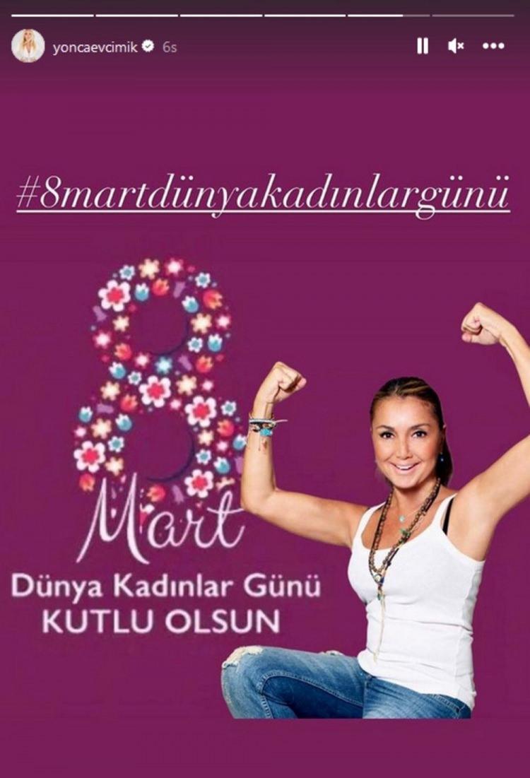 <p><strong><span style="color:#B22222">YONCA EVCİMİK</span><br />
"8 Mart Dünya Kadınlar Günü kutlu olsun."</strong></p>