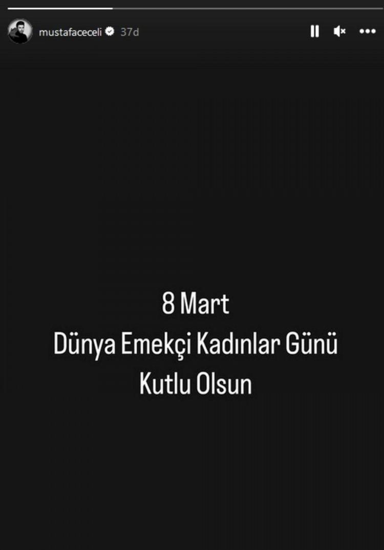 <p><strong><span style="color:#B22222">MUSTAFA CECELİ</span><br />
"8 Mart Dünya Emekçi Kadınlar Günü kutlu olsun."</strong></p>
