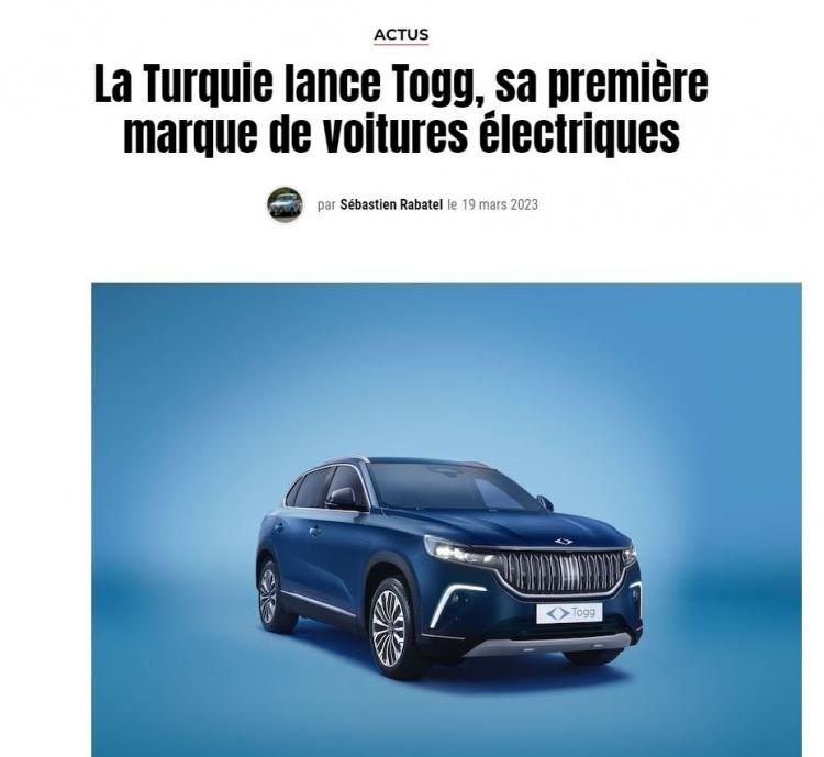 <p>Togg'un çok konuşulacak bir ürün ortaya çıkardığını belirten Actu automobile, Togg SUV'unun Batı Avrupa pazarına da çıkacağı vurgulandı.</p>
