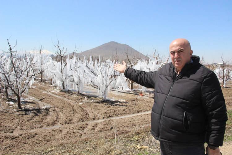 <p>Karaman’da dona karşı havadan ve yerden sulama yapılan bahçelerdeki elma ağaçlarının tamamen buz tutması adete buzulları hatırlattı.</p>
