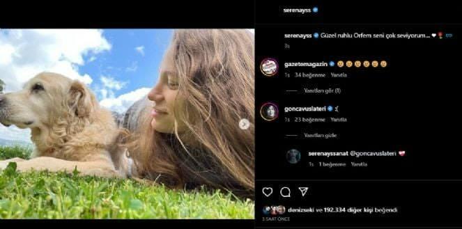 <p><span style="color:#800000"><strong>Köpeği Orfe ile çekilmiş karelerini paylaşan Serenay Sarıkaya onun kaybına dair paylaşımı, "Güzel ruhlu Orfem seni çok seviyorum…" notuyla yaptı.</strong></span></p>