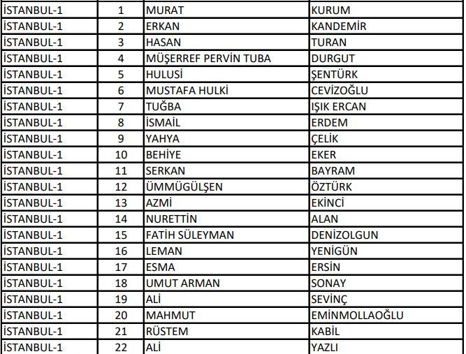 <p>AK Parti İstanbul Milletvekili Aday Listesi</p>