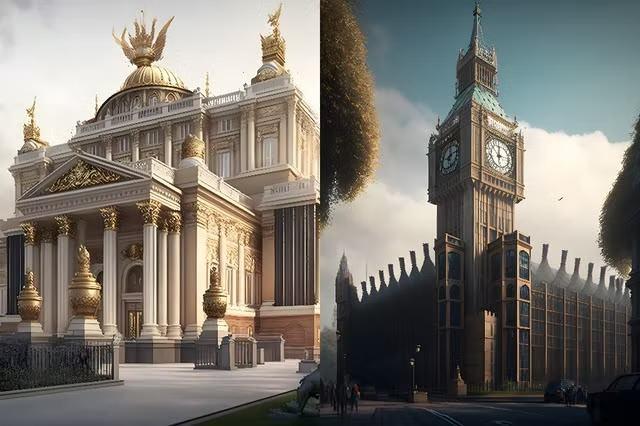 <p>Londra'nın başka bir yerinde, Big Ben'e ev sahipliği yapan Gotik Revival saat kulesi Elizabeth Tower, açıkta bırakılan malzemeler ve minimalist estetikle tamamlanan endüstriyel bir görünüme kavuşturuldu. Ünlü mimar Renzo Piano tarafından tasarlanan The Shard, kemerler, sütunlar ve simetri kullanımıyla bilinen bir tarz olan Rönesans yapısına dönüştürüldü.</p>
