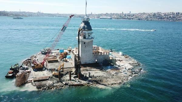 <p> Bir süredir restorasyon çalışmaları devam eden Kız Kulesi'nin çevresinde bulunan iskeleler kaldırıldı.</p>