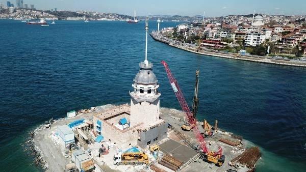 <p>Restorasyon çalışmalarında son aşamaya gelinen Kız Kulesi'nin son hali havadan görüntülendi.</p>