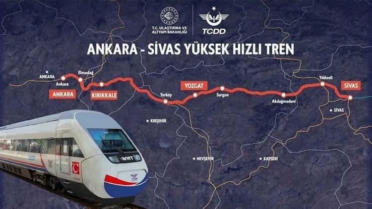 <p>Ankara ile Sivas arasında demiryolu ile 12 saat olan seyahat süresini 2 saate indirecek Ankara-Sivas Hızlı Tren Hattı 26 Nisan'da hizmete açılacak.</p>