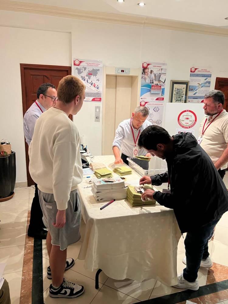 <p><strong>İSRAİL</strong></p>
<p><br />
İsrail'de, Türkiye'de 14 Mayıs'ta yapılacak Cumhurbaşkanı ve 28. Dönem Milletvekili Genel Seçimleri için oy kullanma işlemi tamamlandı.</p>
<p>Türkiye'nin Tel Aviv Büyükelçiliği'nde 3 Mayıs'ta başlayıp 4 gün süren oy verme işleminin yerel saatle 21.00'da sona ermesiyle sandıklar kapandı.</p>
<p>Kullanılan ve kullanılmayan oy pusulaları ve zarflar, sandık kurulu üyeleri ve müşahitleri nezaretinde oy torbalarına konularak mühürlendi. Torbalar, yarın diplomatik kurye ile Türkiye'ye götürülecek.</p>
<p> </p>