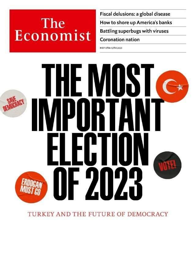 <p><strong>KILIÇDAROĞLU KÖTÜ BİR PERFORMANS SERGİLEDİ</strong></p> <p> </p> <p>Seçimden önce "Erdoğan gitmek zorunda manşeti atan" İngiltere merkezli The Economist’in seçimden sonra ilk manşeti "Recep Tayyip Erdoğan, Türkiye oy kullanırken rakibinin çok önünde gol attı" şeklinde olurken seçime dair kullanılan diğer ifade de "Kılıçdaroğlu ve partisi CHP, milletvekili seçimlerinde de kötü bir performans sergiledi" oldu.</p> 