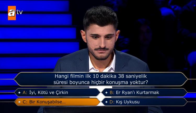 <p><span style="color:#000000"><strong>Soruya yanıt verme kararı alan yarışmacı C Şıkkı "Bir Konuşabilse..." seçeneğinde karar kıldı. </strong></span></p>
