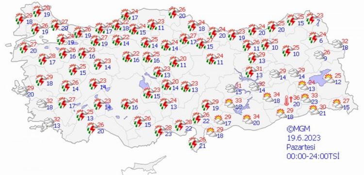 <p>19 HAZİRAN PAZARTESİ HAVA DURUMU</p>
<p> </p>