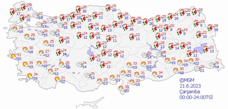 <p>21 HAZİRAN ÇARŞAMBA HAVA DURUMU</p>
<p> </p>