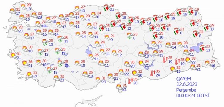 <p>22 HAZİRAN PERŞEMBE HAVA DURUMU</p>
<p> </p>