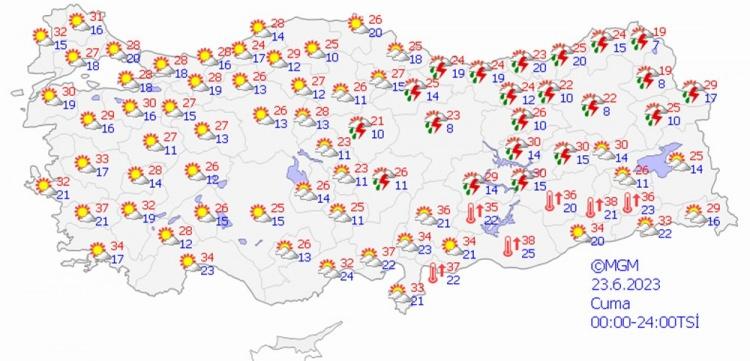 <p>23 HAZİRAN CUMA HAVA DURUMU</p>
