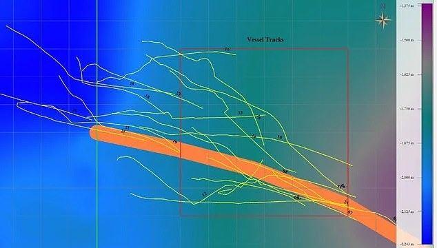 <p>IM1'in nihai yolunun bu 6,2 mil karelik okyanusu (yukarıda turuncu renkle işaretlenmiştir) kapsadığından emin olan ekip daha sonra derin okyanus tabanını bir metre genişliğinde manyetik bir 'kızak' ile kazıdılar. Hem IM1'in yolu hem de 'kontrol' alanları boyunca 'Çalışmalar' (yukarıdaki yeşil çizgiler) yaptılar.</p>
