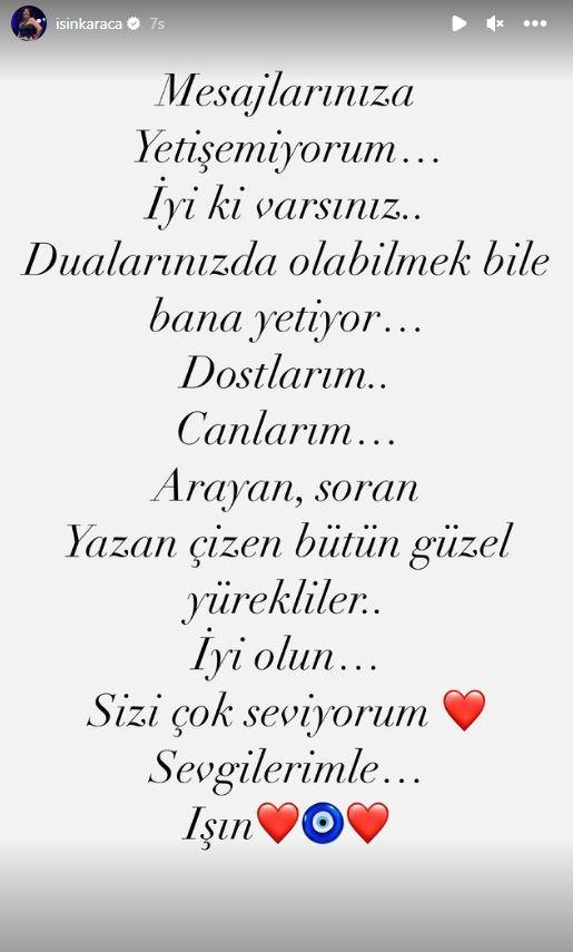 <p><strong>Ünlü şarkıcı yaptığı paylaşım sonrası destek olan yakınlarına yorumunda sosyal medya hesabından teşekkür etti. </strong></p>

