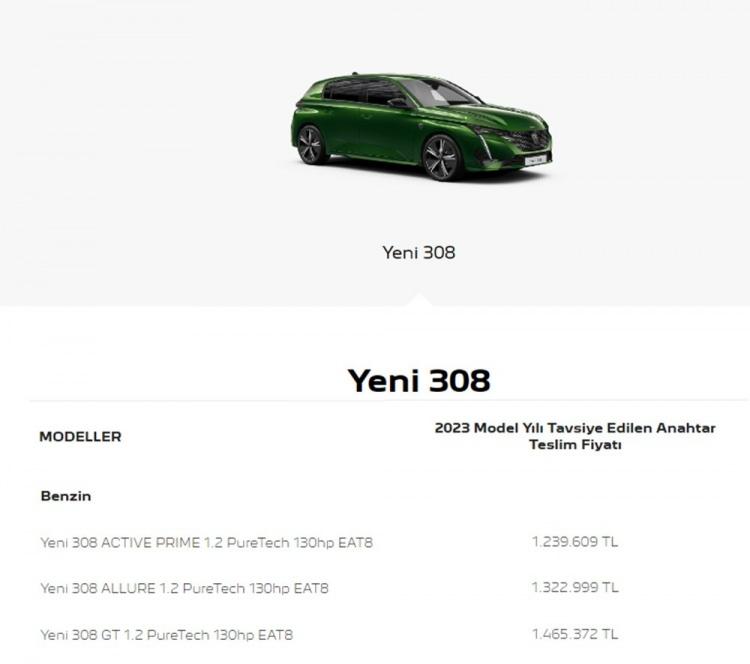 <p>PEUGEOT 308 TEMMUZ AYI FİYAT LİSTESİ</p>
