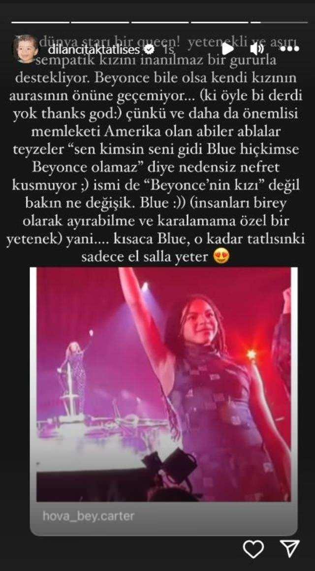 <p><span style="color:#FF0000"><strong>"BEYONCE BİLE KIZININ ÖNÜNE GEÇEMİYOR"</strong></span></p>
<p><span style="color:#000000"><strong>Dünyaca ünlü yıldız Beyonce ve dansla ilgilenen kızı Blue Ivy'i örnek gösteren Tatlıses, sözlerini şöyle sürdürdü:</strong></span></p>
<p><span style="color:#000000"><strong>"Beyonce kızını inanılmaz bir gururla destekliyor. Beyonce bile olsa kendi kızının aurasının önüne geçemiyor... (ki öyle bir derdi de yok).</strong></span></p>