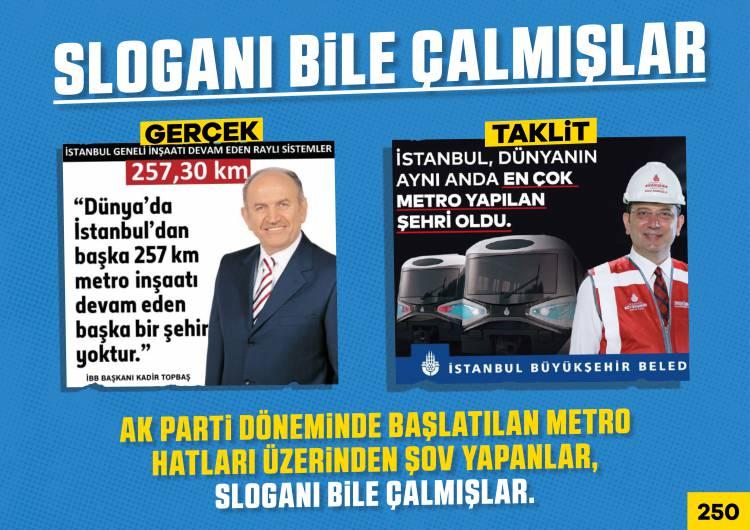 <p>Kadir Topbaş döneminde yapılan metrolar için kullanılan sloganlar bile çalındı.</p>
