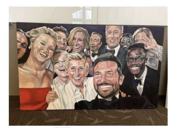 <p><strong>3. Oscar selfie'sinin yağlı boya tablosu</strong></p>
