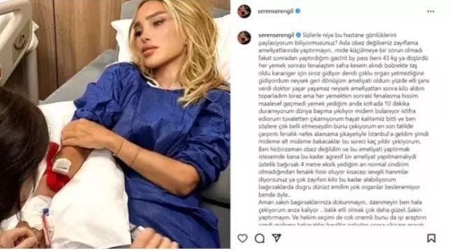 <p>Sizlerle niye bu hastane günlüklerini paylaşıyorum biliyor musunuz? Asla obez değilseniz zayıflama ameliyatları yaptırmayın... Mide küçülmede bir sorun olmadı fakat sonradan yaptırdığım gastrit bypass beni 43 kiloya düşürdü. Her yemek sonrası fenalaştım, safra kesem alındı, böbrekte taş oluştu, karaciğerim için 'siroza gidiyor' dendi... Çoklu organ yetmezliğine doğru gidiyordum.</p>

<p> </p>
