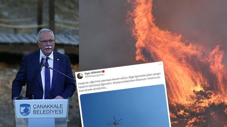 <p>Çanakkale Belediye Başkanı Ülgür Gökhan ise, yangının sürdüğü zamanda ortada görülmedi. </p>
