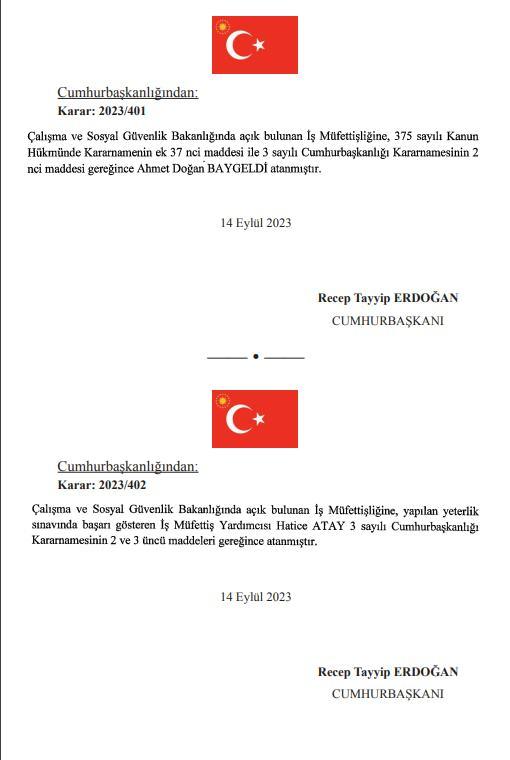 <p>Milli Eğitim Bakanlığında, Orta Öğretim Genel Müdürlüğüne Halil İbrahim Topçu, Mesleki ve Teknik Eğitim Genel Müdürlüğüne Ali Karagöz, Öğretmen Yetiştirme ve Geliştirme Genel Müdürlüğüne Cevdet Vural, Hukuk Hizmetleri Genel Müdürlüğüne ise Emir Hasan Arslantaş atandı.</p>

<p> </p>
