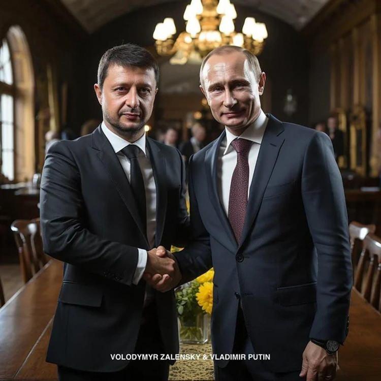 <p><strong>İki sıkı dost... Zelensky ve Putin</strong></p>
