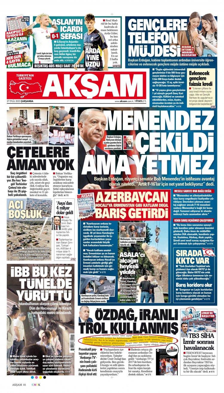 <p>27 Eylül Çarşamba günü atılan gazete manşetlerini siz değerli okurlarımız için derledik...</p>