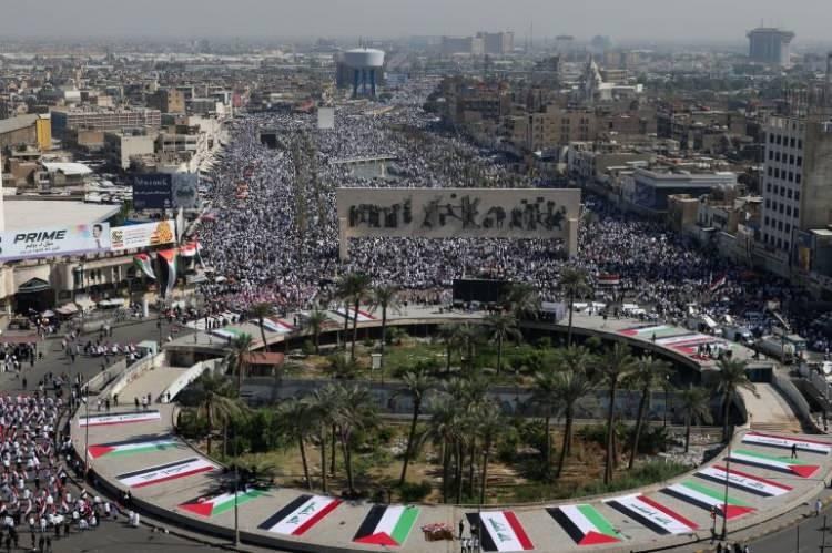 <p>Irak'ta Filistin'e destek yürüyüşü.</p>